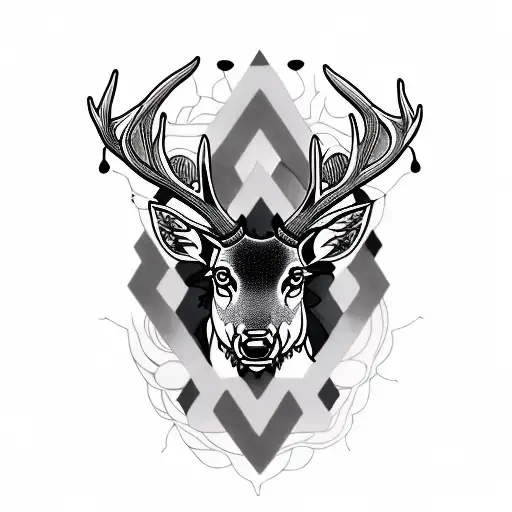 Stag Body Mandala And Smoke And Tree