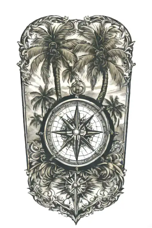 Compass And Palm Trees