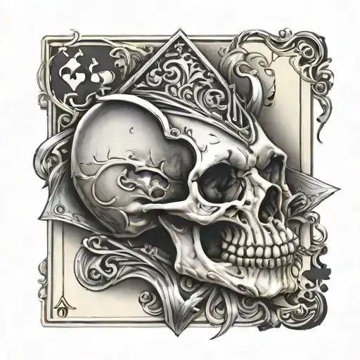 Rat Skull On A King Of Spades Playing Card