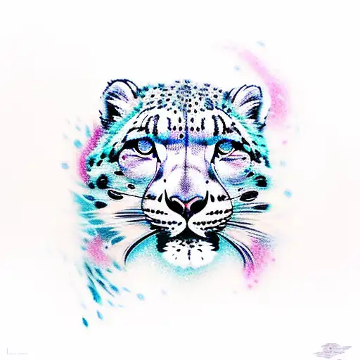 A Majestic Snow Leopard Gracefully Swimming Underwater Surrounded By Colorful Fish