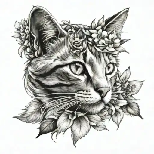 Cat In Flowers