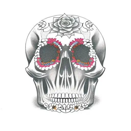 Mexican Quote About Death Surrounded By Flowers And Skulls