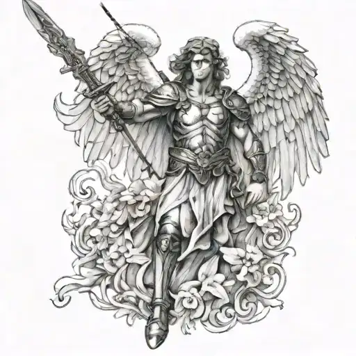 Beautiful Angel Warrior Wielding A Sword