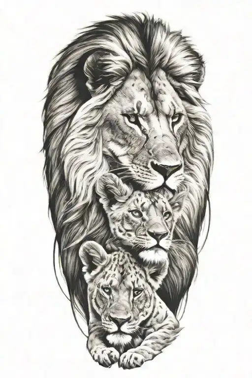 Lion And Cute Cub