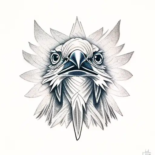 Eagle Seated In A Rock With Its Wings Open