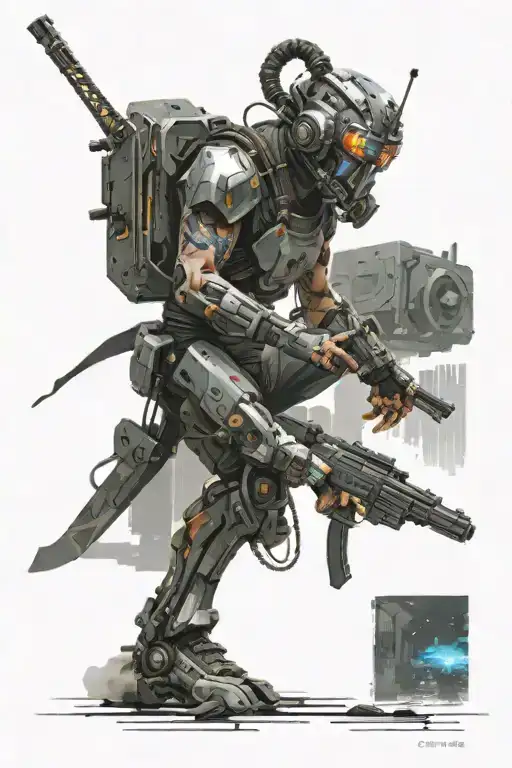 A Futuristic Cyberpunk Scene Of A Warrior Battling Through A Virtual Reality Game