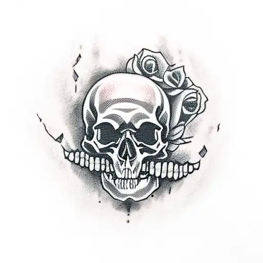 Skull With Vampire's Canin And Bramble