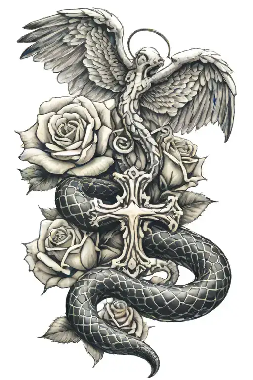 Angels Cross Rose Snake
