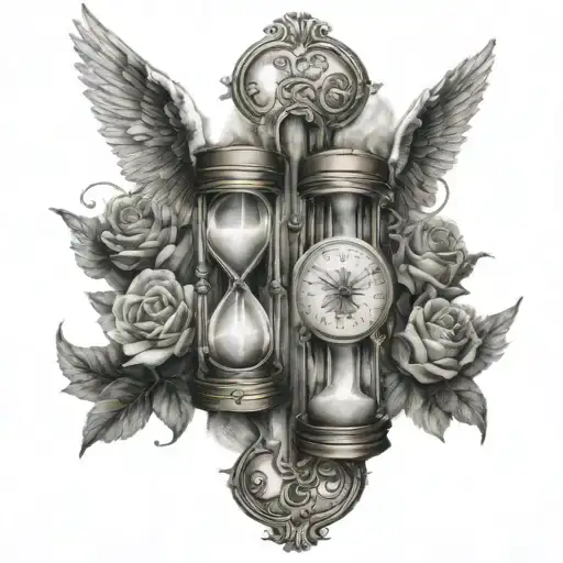 Hour Glass With Angel And Demon