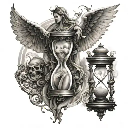 Hour Glass With Angel And Demon Inside