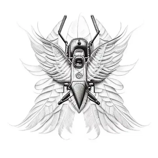 A Realistic Portrait Of A Helicopter Pilot With Wings Made Of Feathers