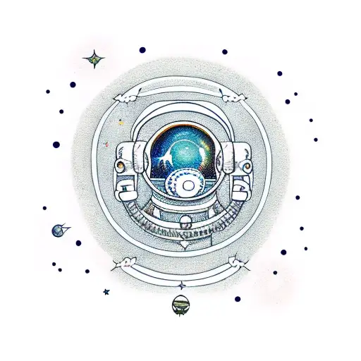 A Whimsical Astronaut Floating Among A Constellation Of Fruit