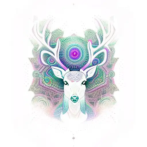 A Psychedelic Design Of A Deer With Intricate Patterns Inspired By Music