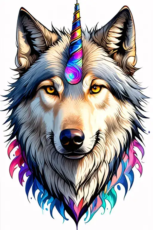Wolf Unicorn Head