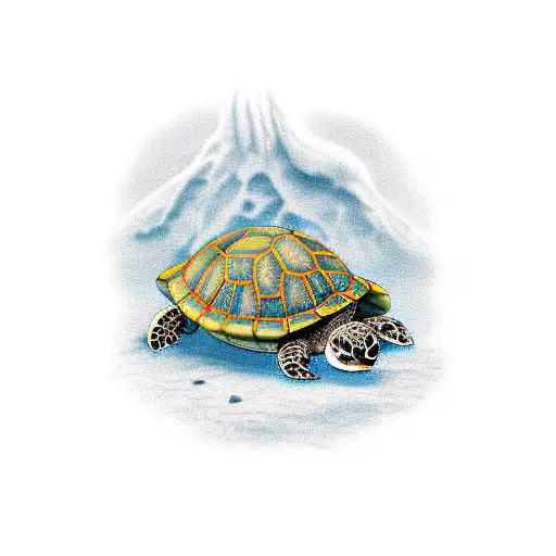 Turtle Standing With Arm Around A 76Mm Shell Casing