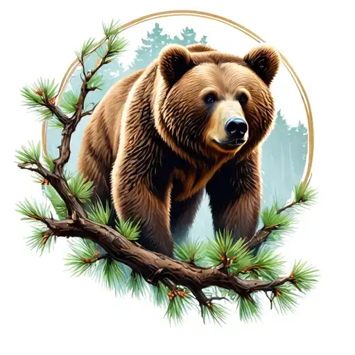 Bear And Tree Branches