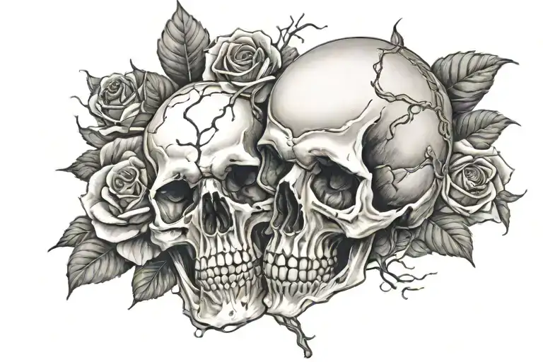 Skull And Roses Intertwined