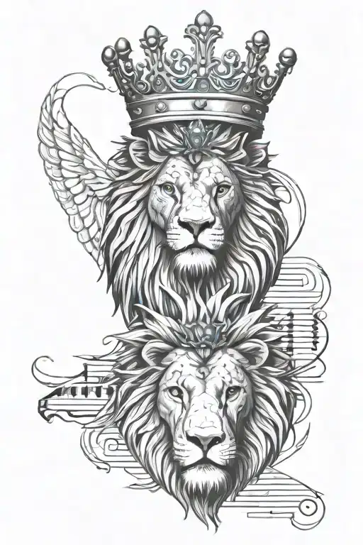 Eagle Head Piano Keys Lion With King Crown