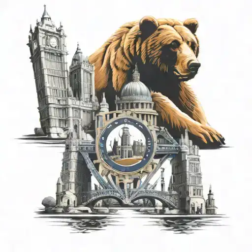 London Landmarks Inside Chicago Bears C Logo