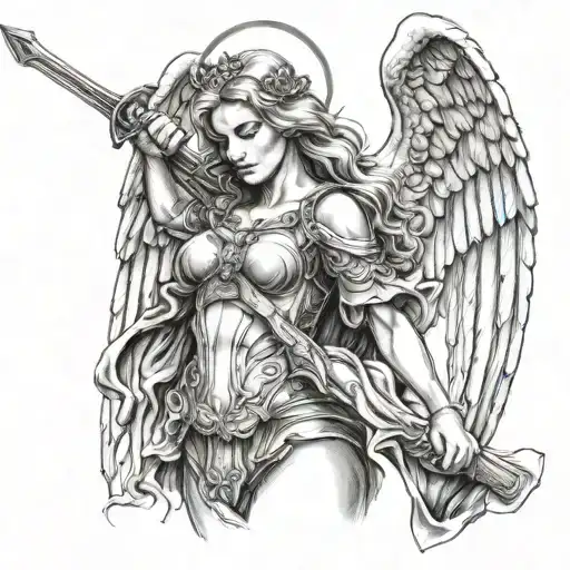 Female Arch Angel Holding A Sword