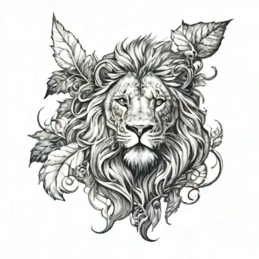 A Fierce Lion With Intricate Details And A Forest Background