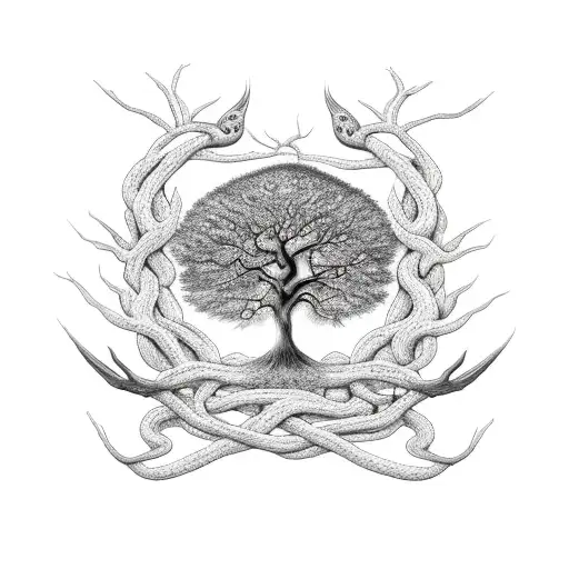 Tree Being Strangled By Snakes