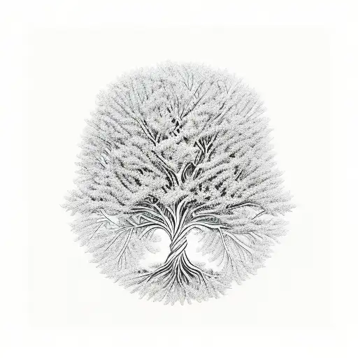 A Mystical Tree With Intricate Branches Intertwined With Books And Pens