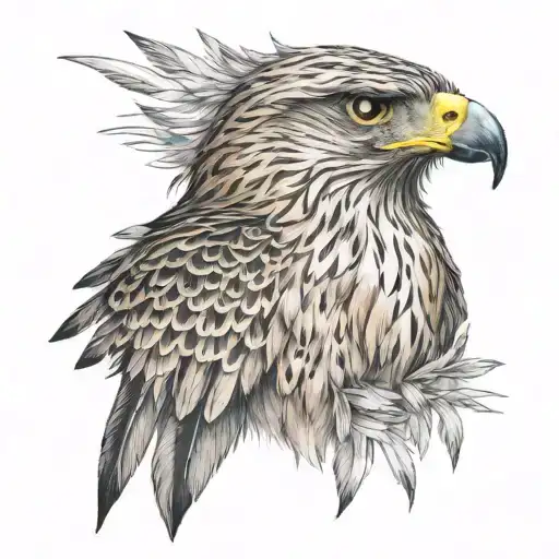 Hawk With Feathers Fading Off And The Numbers 4 4 4