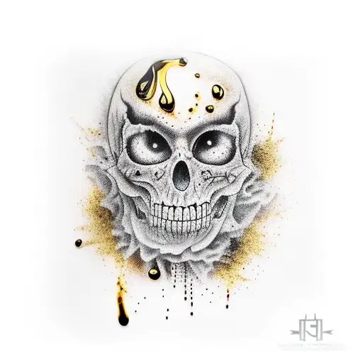 Arm Sleeve Black With Liquid Gold Dripping Down Creative