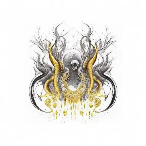 Black With Liquid Gold Dripping Down Creative Arm Sleeve