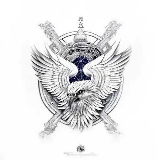 Phillipine Eagle Flying With German Eagle In Ying Yang Formation