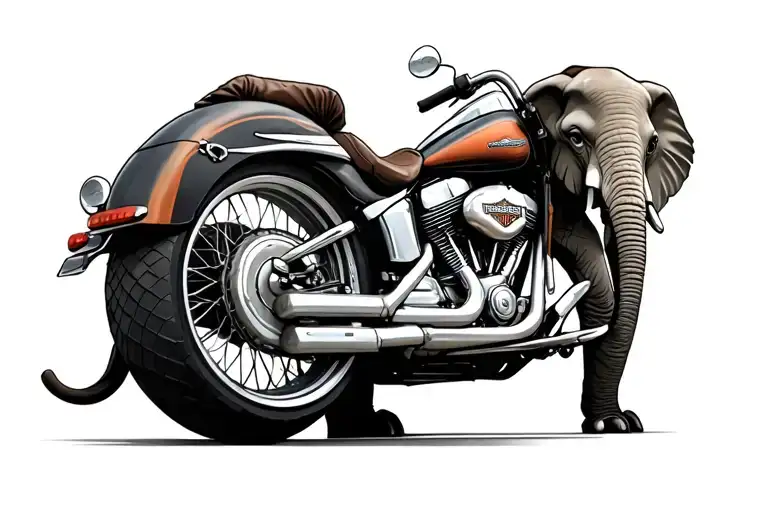 Elephant Riding On A Harley Davidson Motorcycle Riding