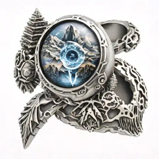 Halo Video Game Ring With Mountains And Space