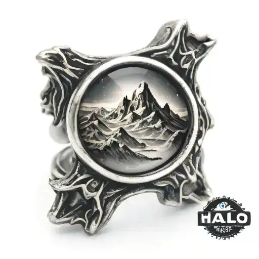 Halo Video Game Ring With Mountains And Space