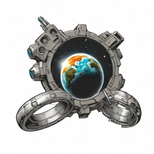 Space Tattoo With The Ring From The Halo Video Game