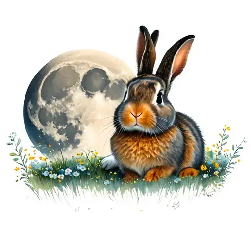 Bunny Watching Moon Inside