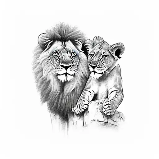 2 Lions Mother And Son