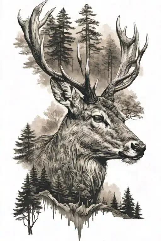 Deer With Forest