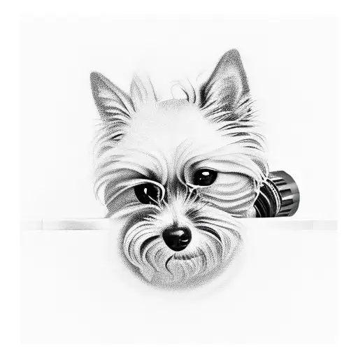 Streetlight With Dog Under In Night