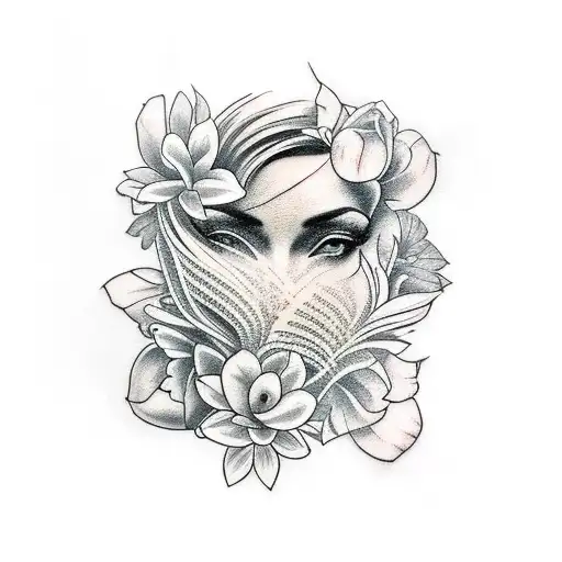 Tattoo Of A Goddess With Flowers In Color For Forearm