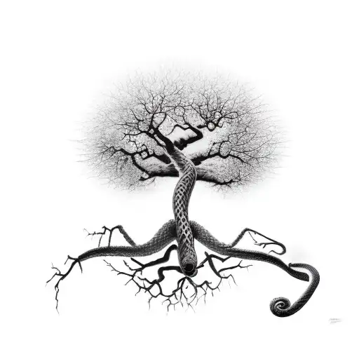 Tree Being Strangled By Snakes