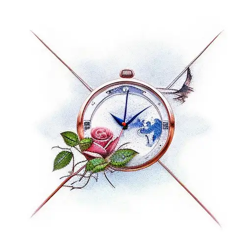 Crane Avec Une Montre A Glousee Et Une Rose Des Vents Sur Un Bras