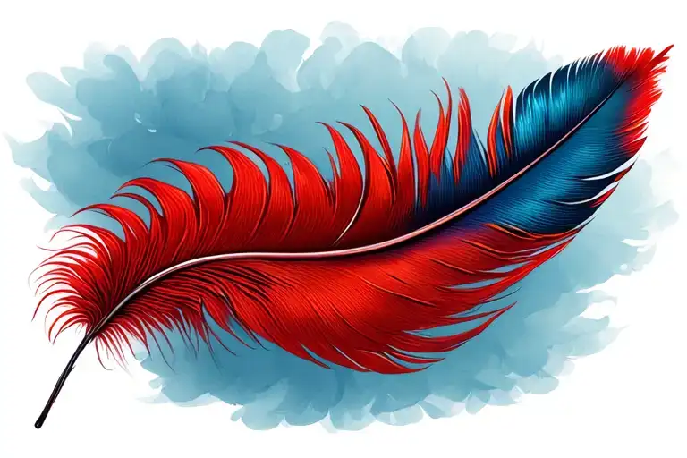 Red Bird Feather On Cotton