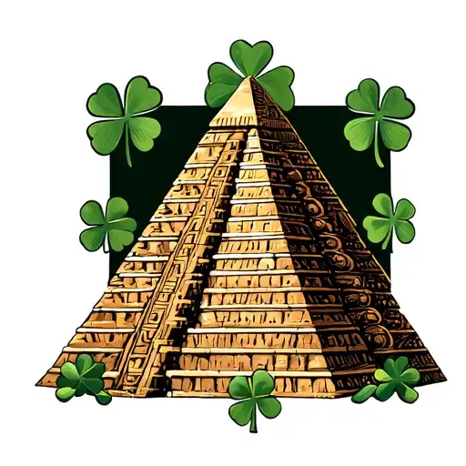 Aztec Pyramid With Shamrock Surrounded