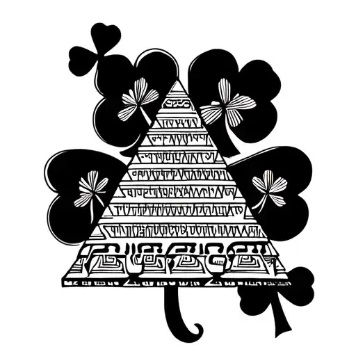 Aztec Pyramid With Shamrock Intertwined And Torah Scroll