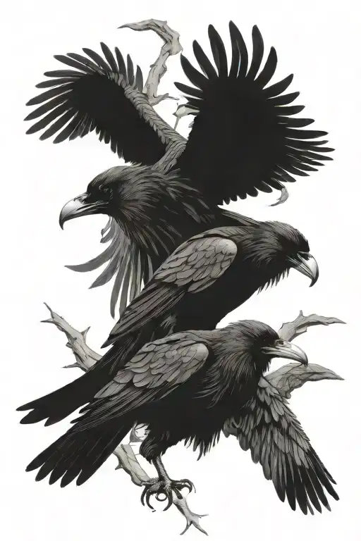 Norse Ravens Huginn And Muninn