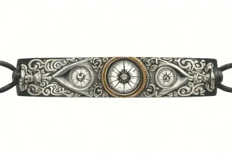 Bracelet With Compass And Human Eyes
