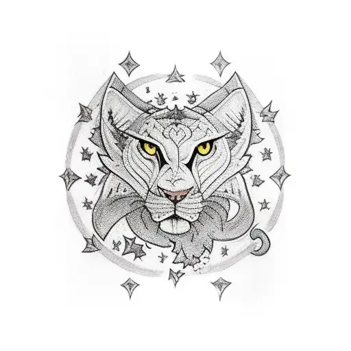 Fighter With Leo And Stars And Lights