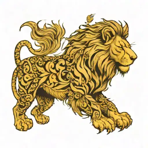 A Fierce Lion With Intricate Details And A Forest Background