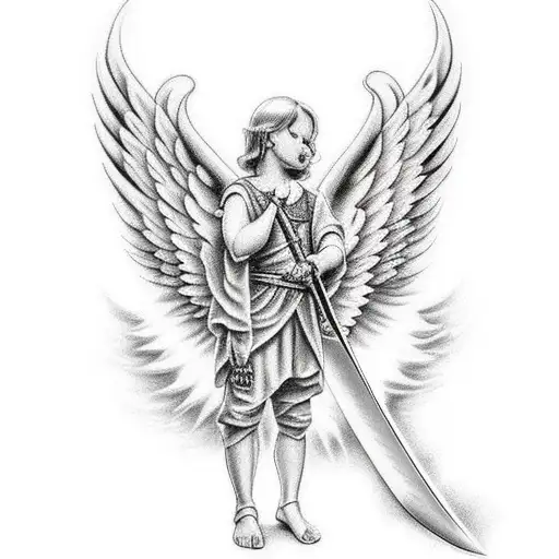 Sword With Angel Wings And Blow Fire